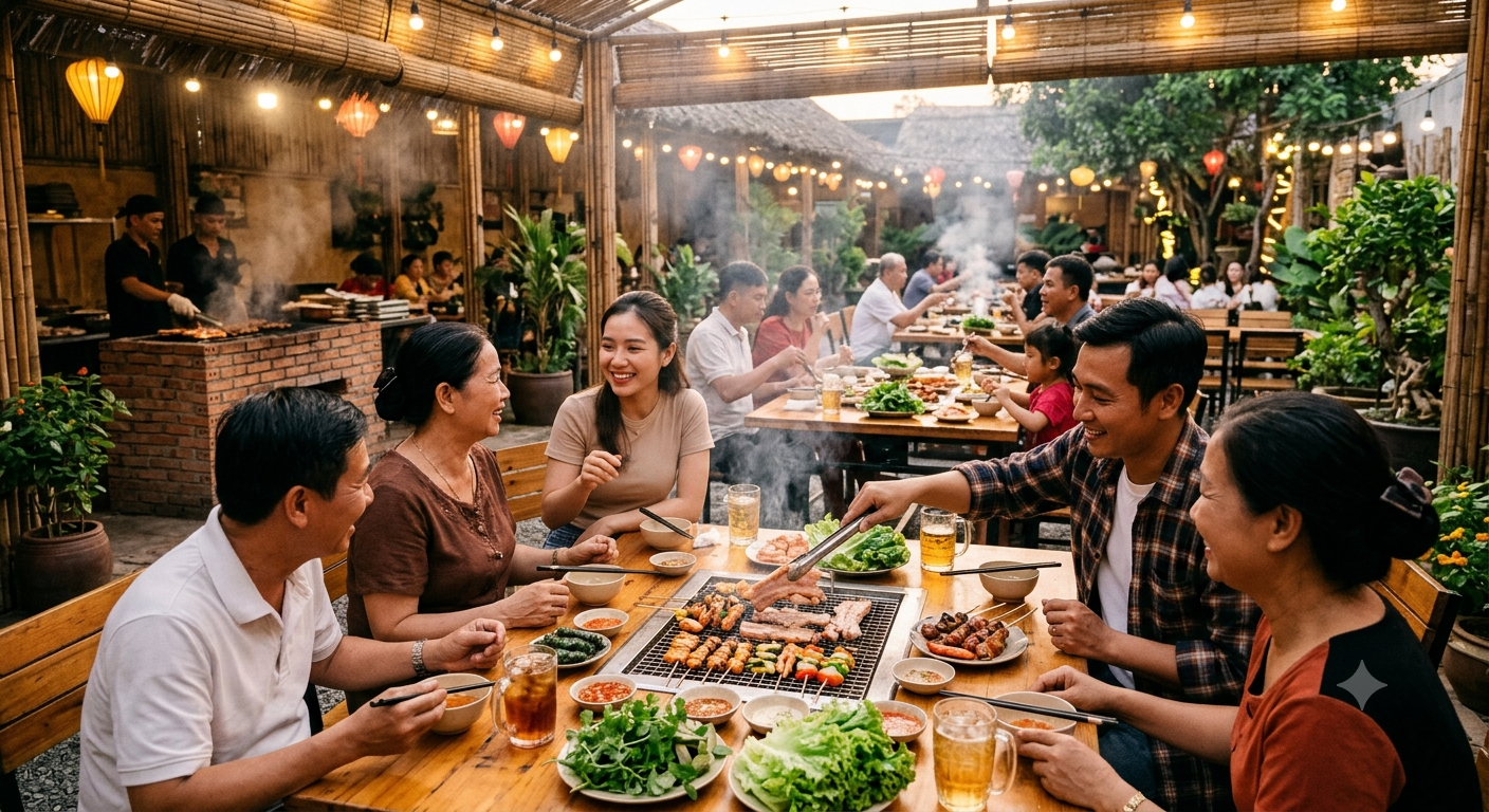 Khám phá không gian ẩm thực tại Làng Nướng Thơm